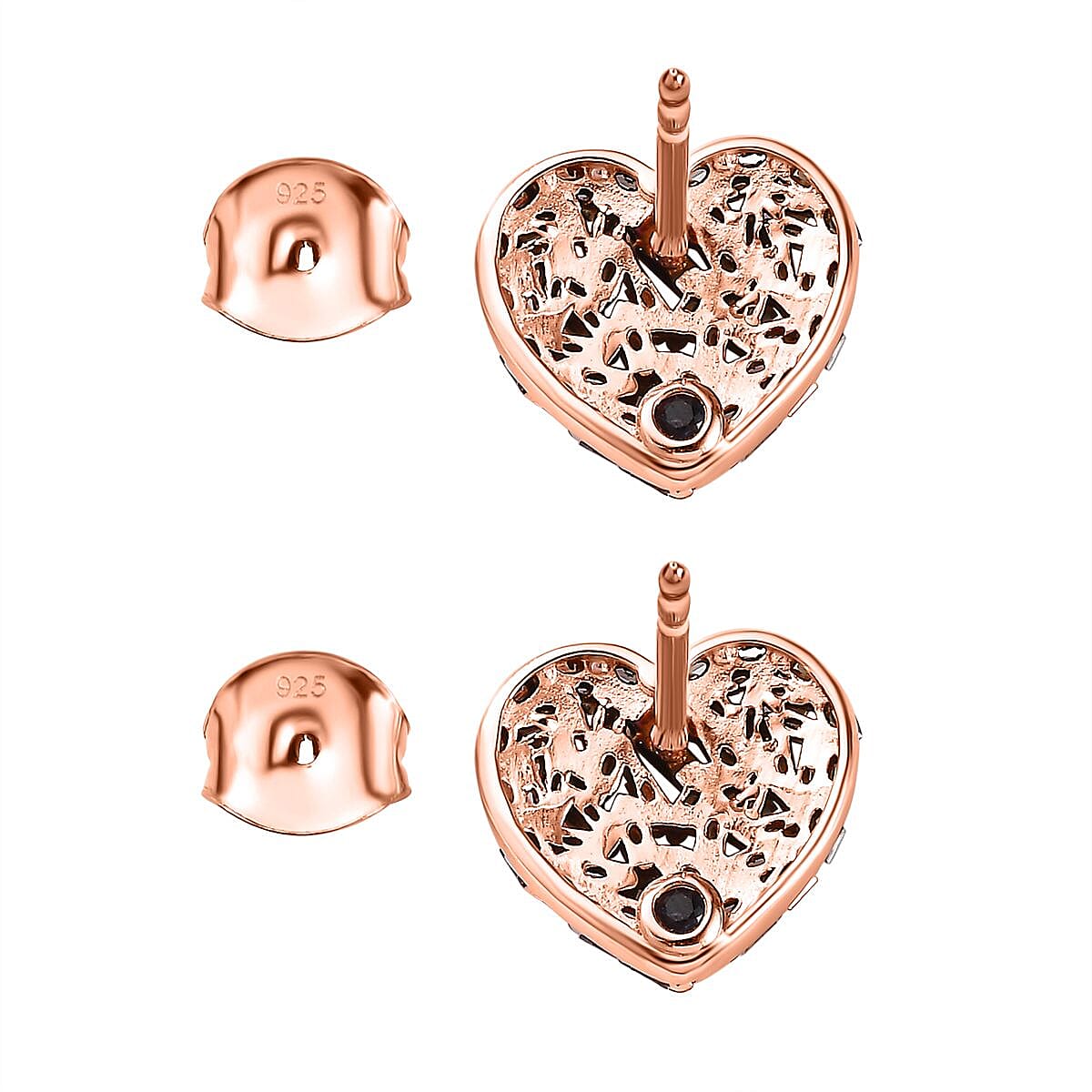 GP Amore Collection - Champagne Diamond Heart Earrings in 18K Rose Gold Vermeil Plated 0.55 Ct.