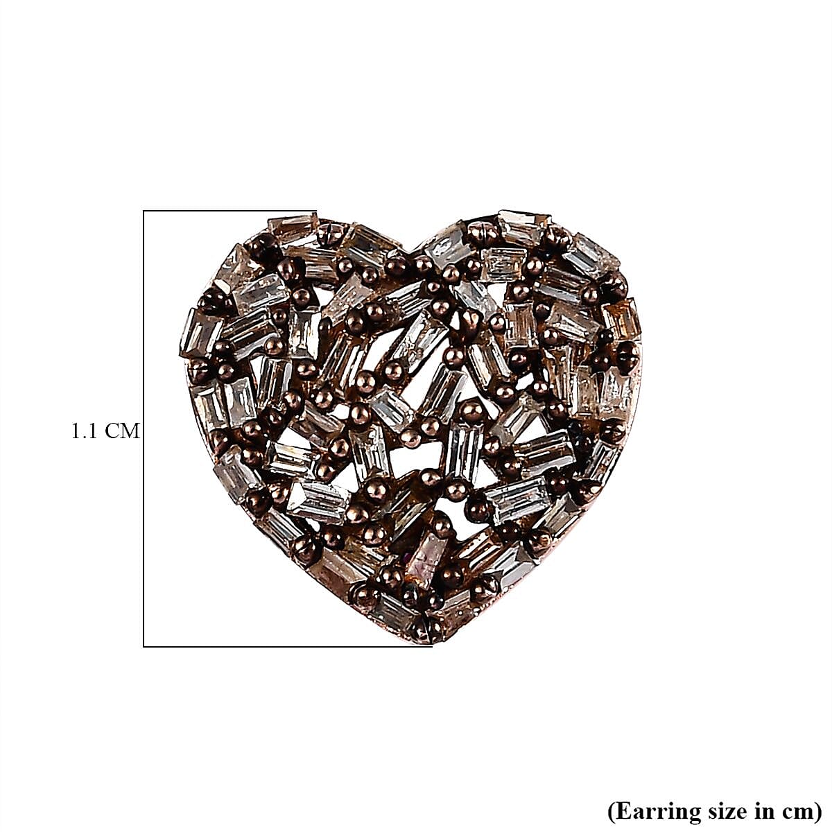 GP Amore Collection - Champagne Diamond Heart Earrings in 18K Rose Gold Vermeil Plated 0.55 Ct.