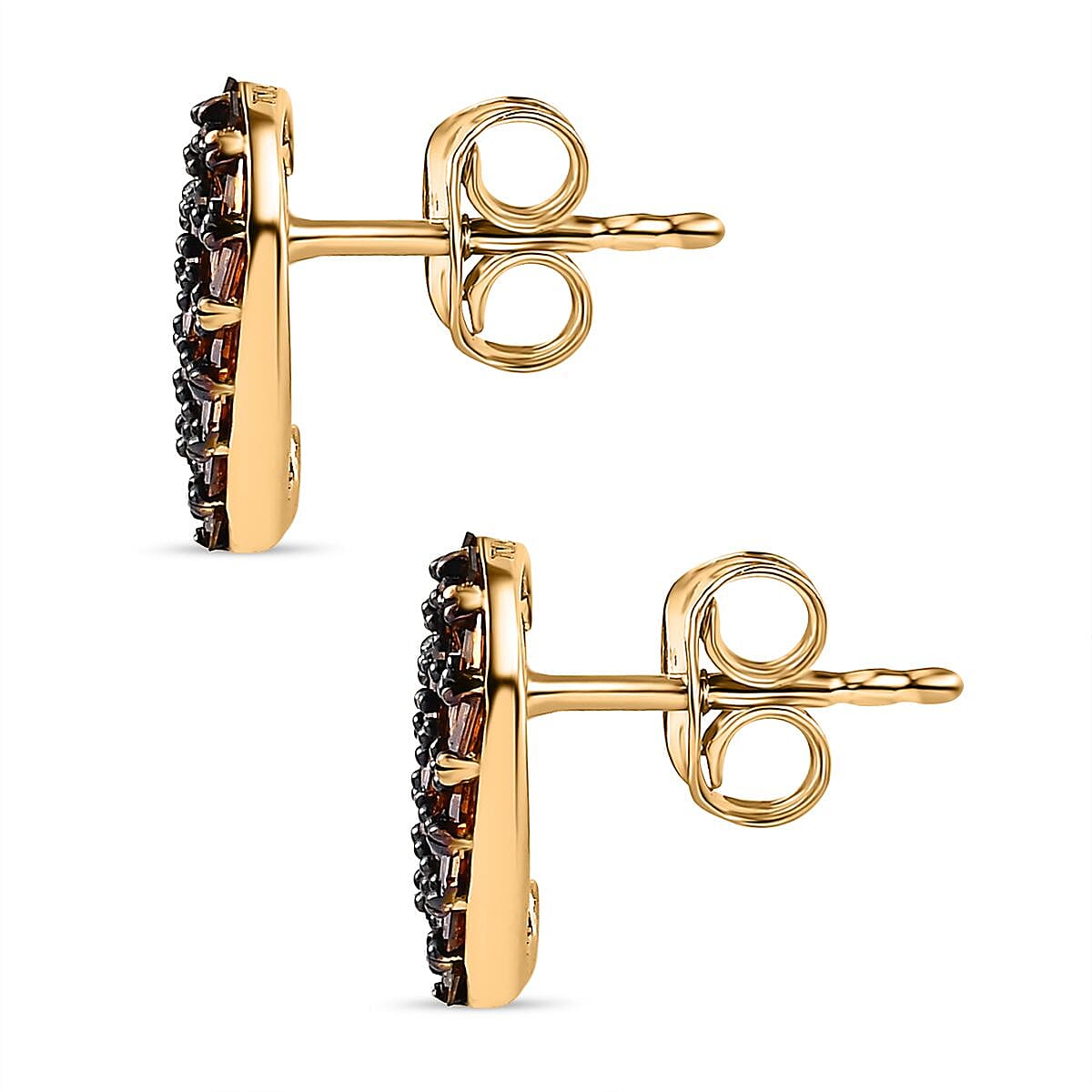 GP Amore Collection - Red Diamond Heart Earrings in 18K Yellow Gold Vermeil Plated Sterling Silver 0.54 Ct.