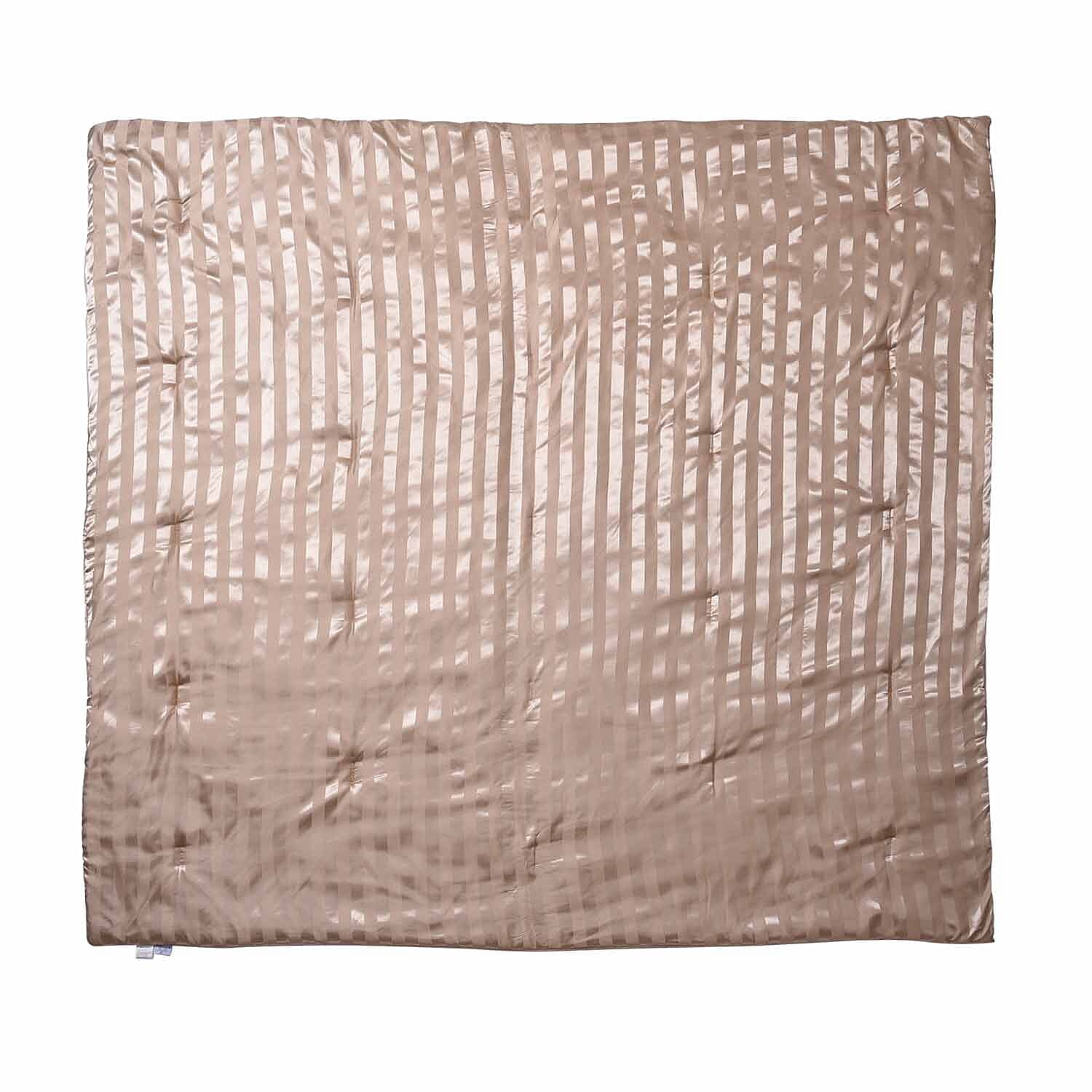 3 Piece Set - Striped Patterned Comforter with 2 Pillow Pillowcases - White