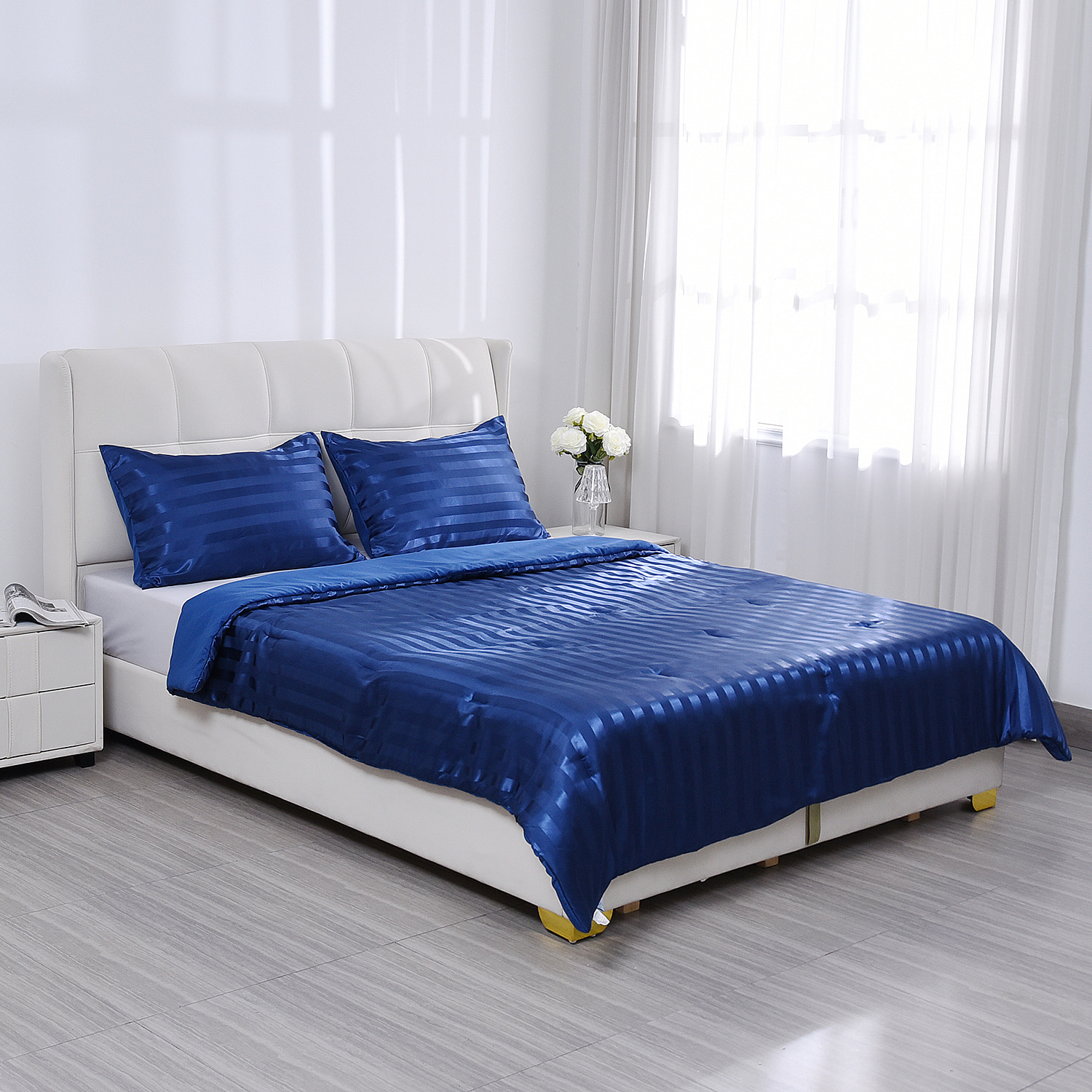 Polyester-Patterned-Comforter-and-Duvet-Size-200x1-cm-Blue-White