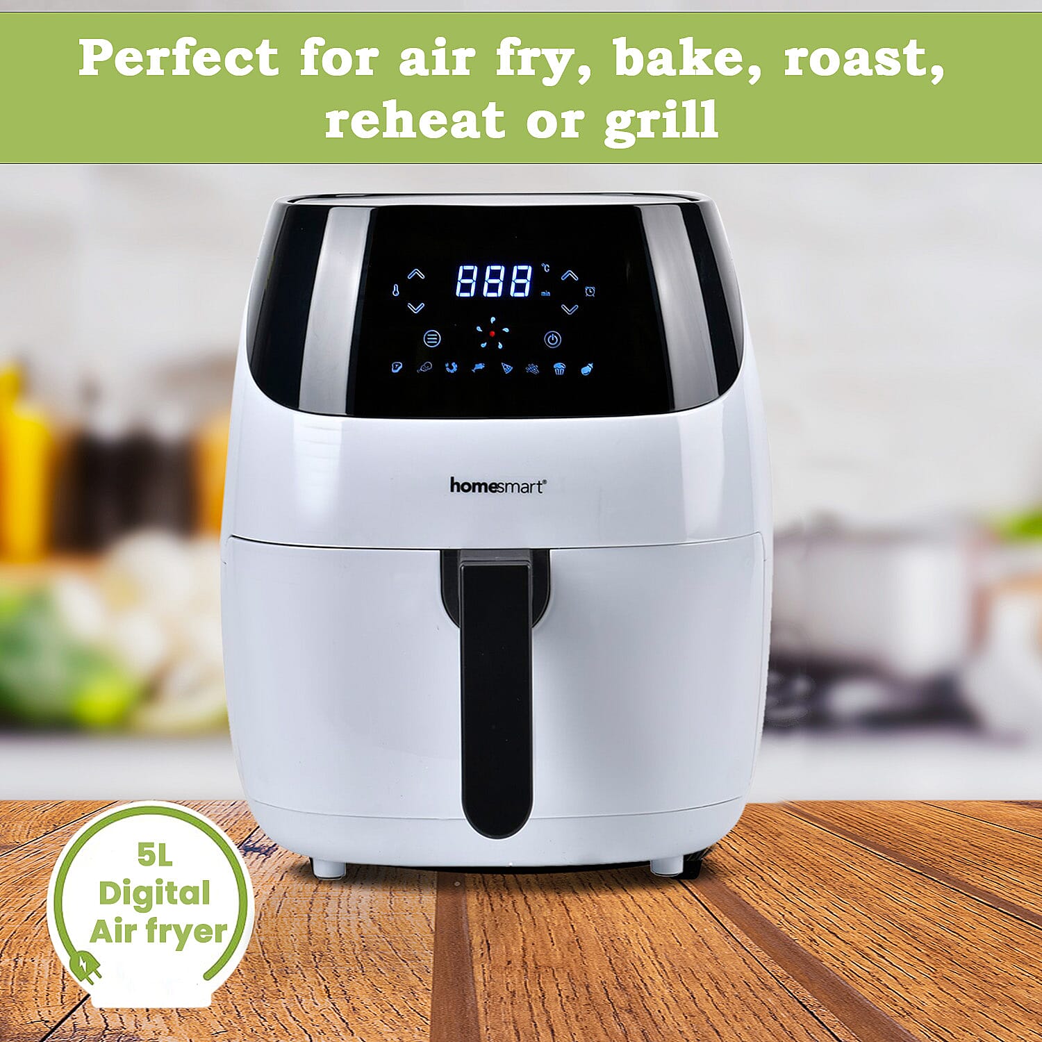 Homesmart Digital Air Fryer (5L) - White & Black