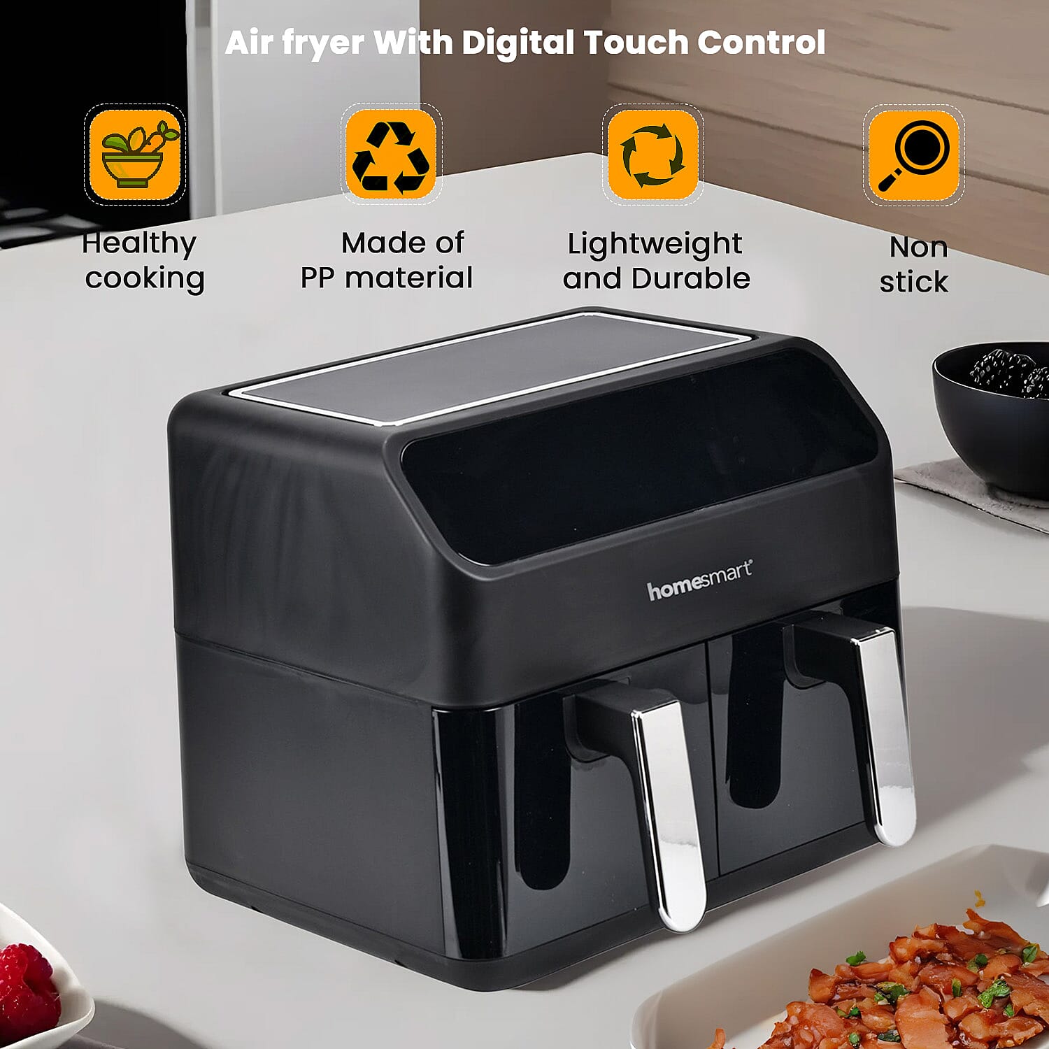 Homesmart 8L Dual Basket Digital Air Fryer - Black