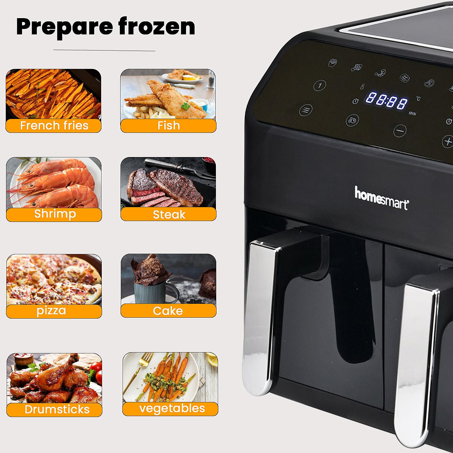 Homesmart 8L Dual Basket Digital Air Fryer - Black