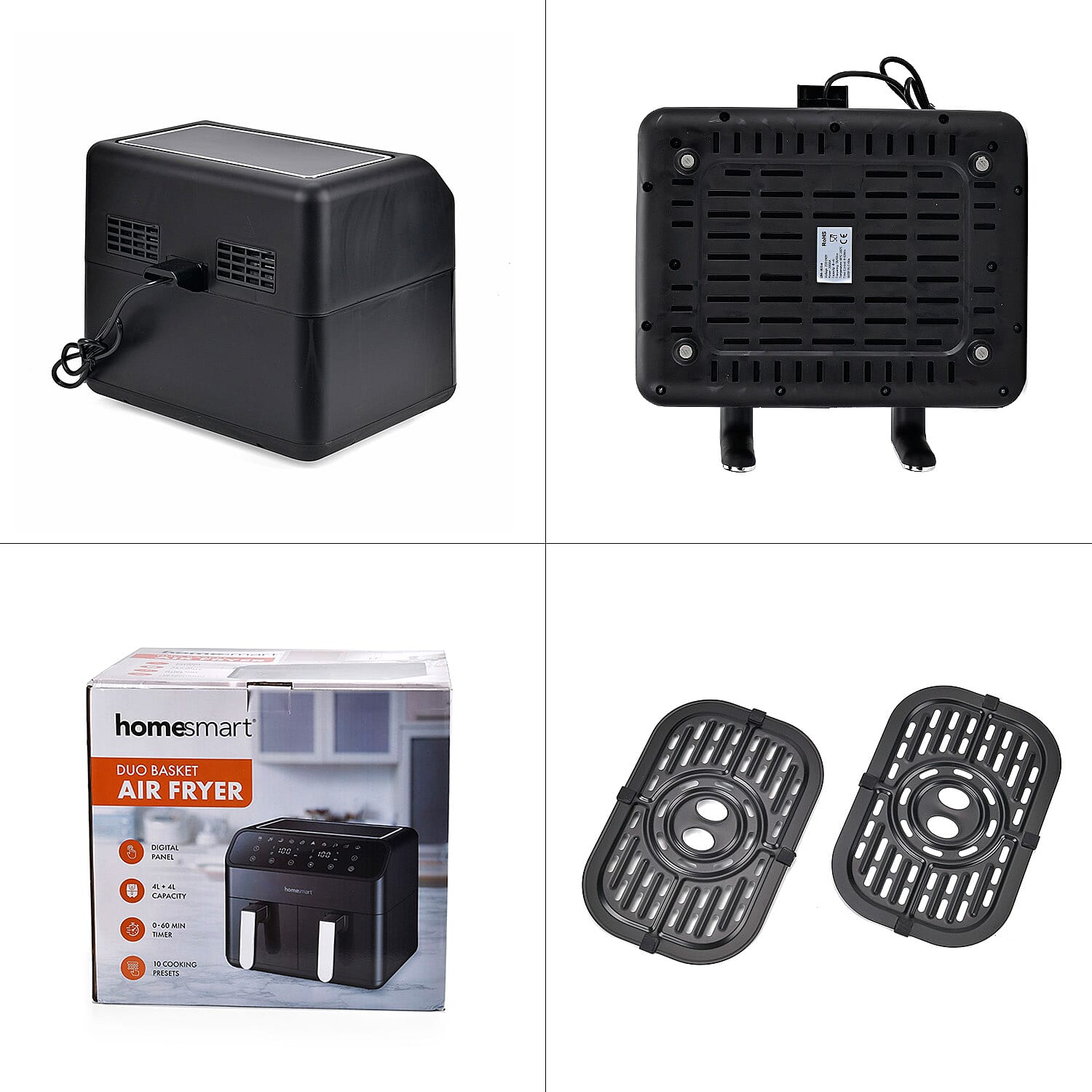 Homesmart 8L Dual Basket Digital Air Fryer - Black