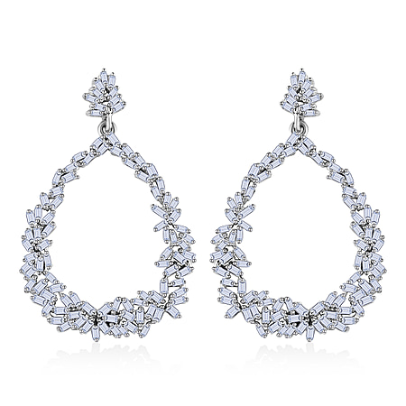 GP Italian Garden Collection - Diamond Earrings in Platinum Overlay Sterling Silver 1.10 Ct