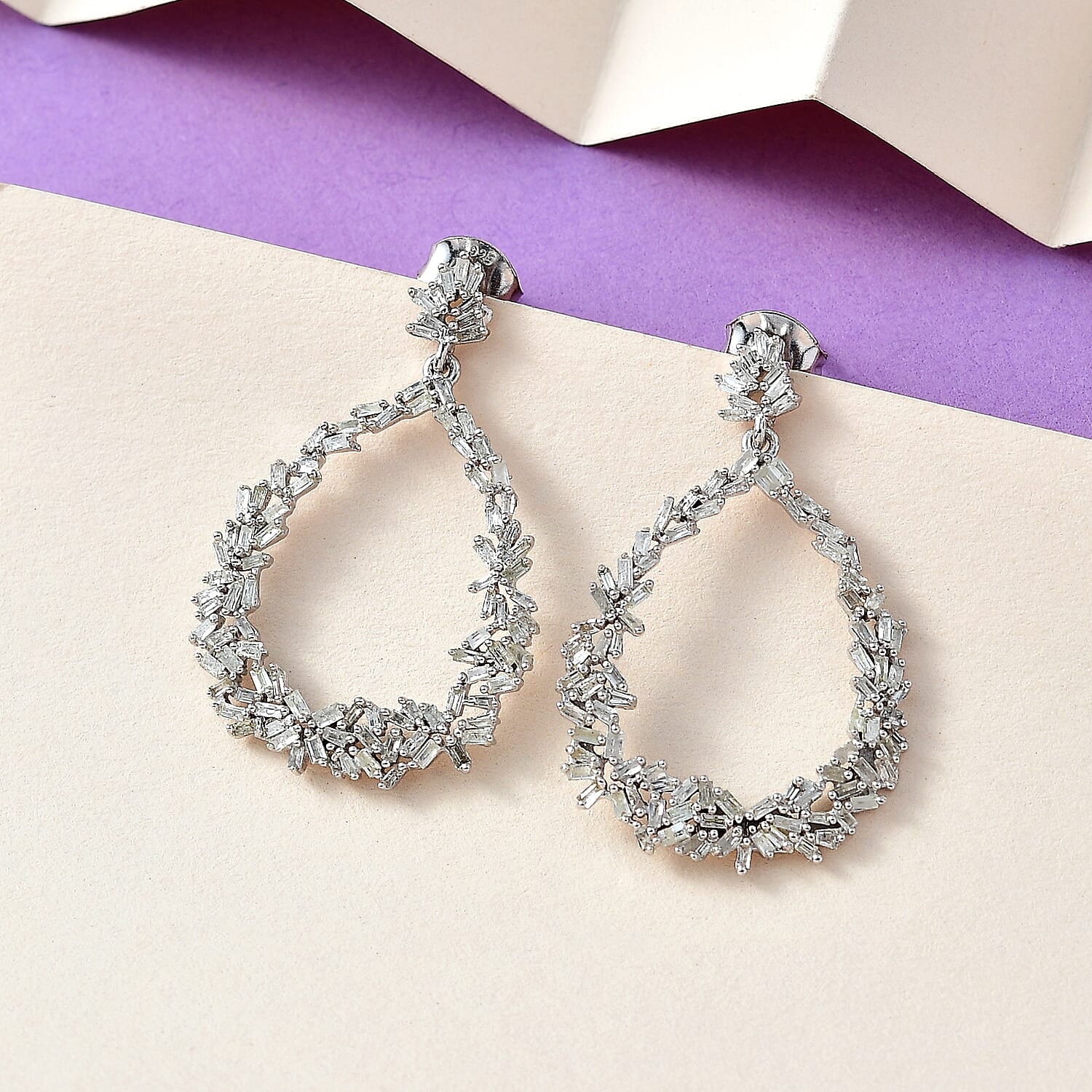 Silver hot sale diamond earrings