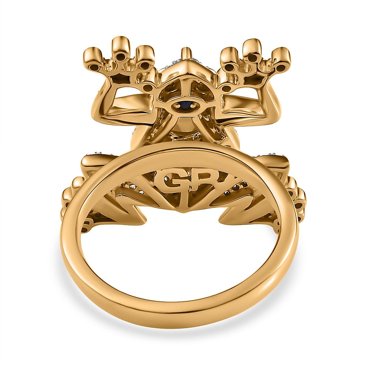 GP Italian Garden Collection - Citrine, Natural Chrome Diopside & Natural Zircon Frog Ring in 18K Vermeil YG Plated Sterling Silver 5.60 Ct, Silver Wt. 8.40 Gms GP Italian Garden Collection - Citrine, Natural Chrome Diopside & Natural Zircon Frog Ring in 18K Vermeil YG Plated Sterling Silver 5.60 Ct, Silver Wt. 8.40 Gms