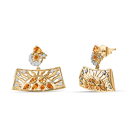 GP Celestial Dream Collection - Citrine & Natural Zircon Earrings in 18K Yellow Gold Vermeil Plated Sterling Silver 3.6 Ct, Silver Wt 10.00 GM