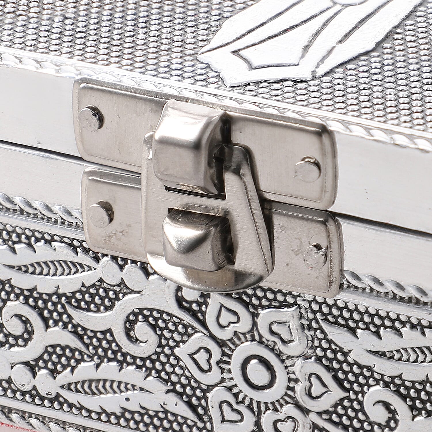 Set of 3 - Cross Embossed Rectangular Aluminium Oxidized Storage Boxes (Size 16.5x10x4 Inch) - Silver