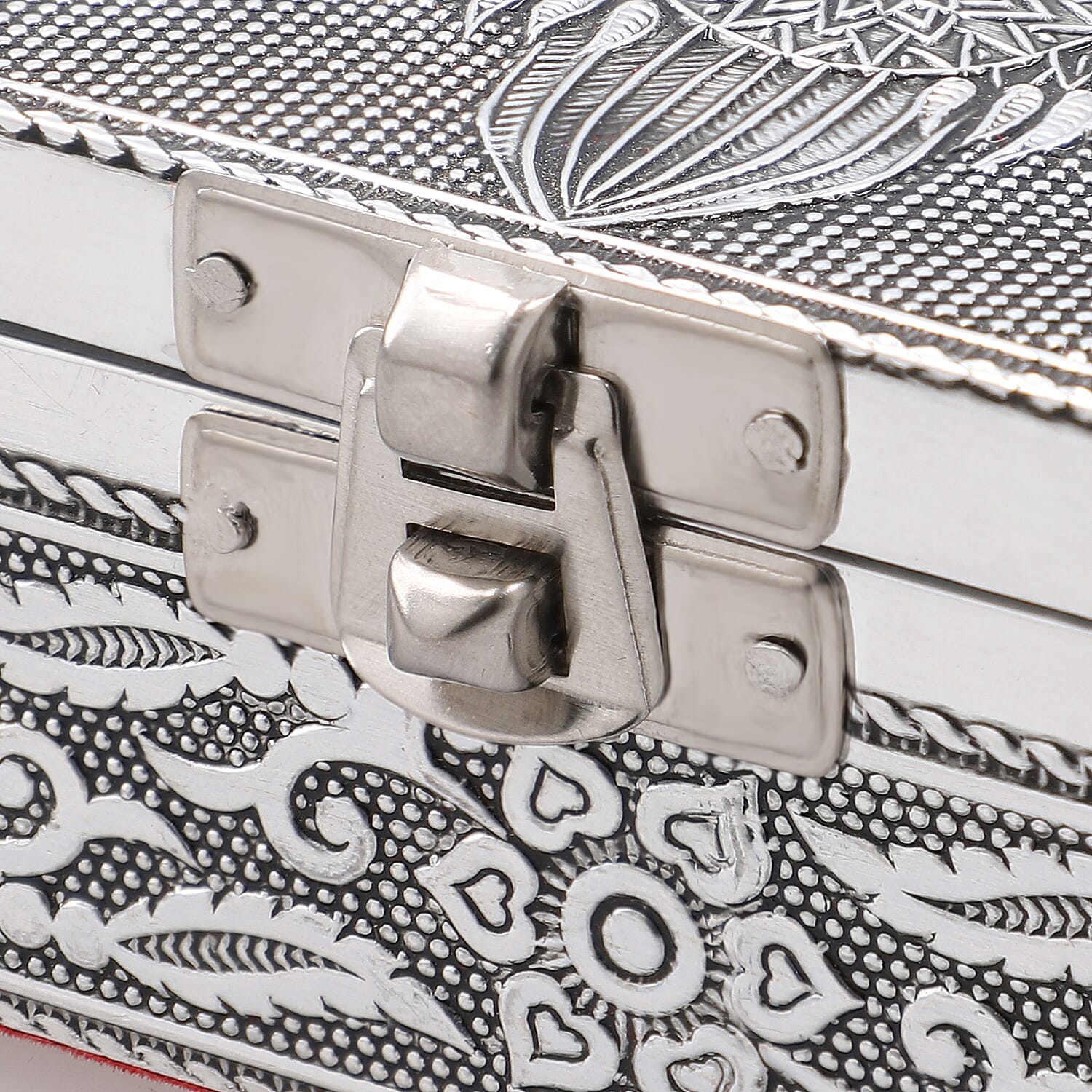 Set of 3  - Handcrafted Owl Embossed Vintage Storage Box (Size 16x10x4 cm) - Silver & Silver