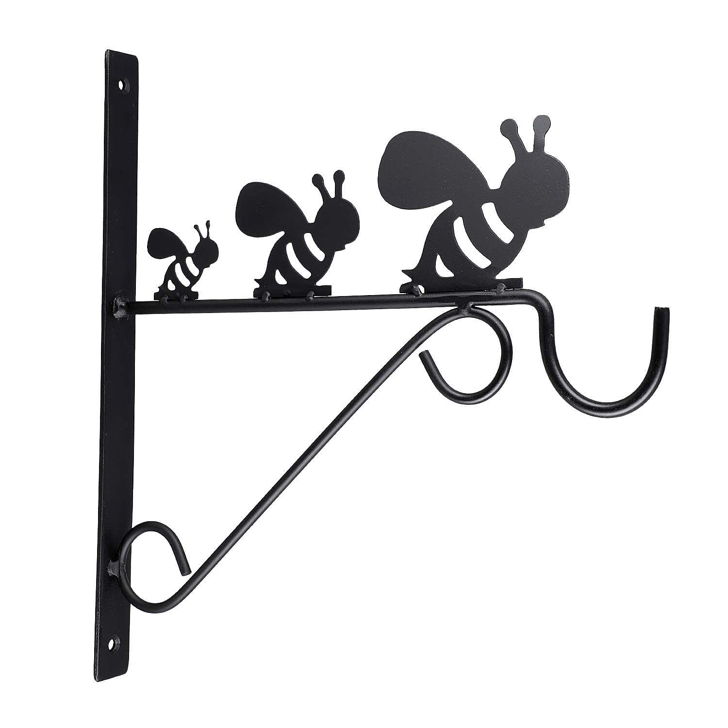 Set of 2 Honeybee Garden Hanging Basket Bracket - Black