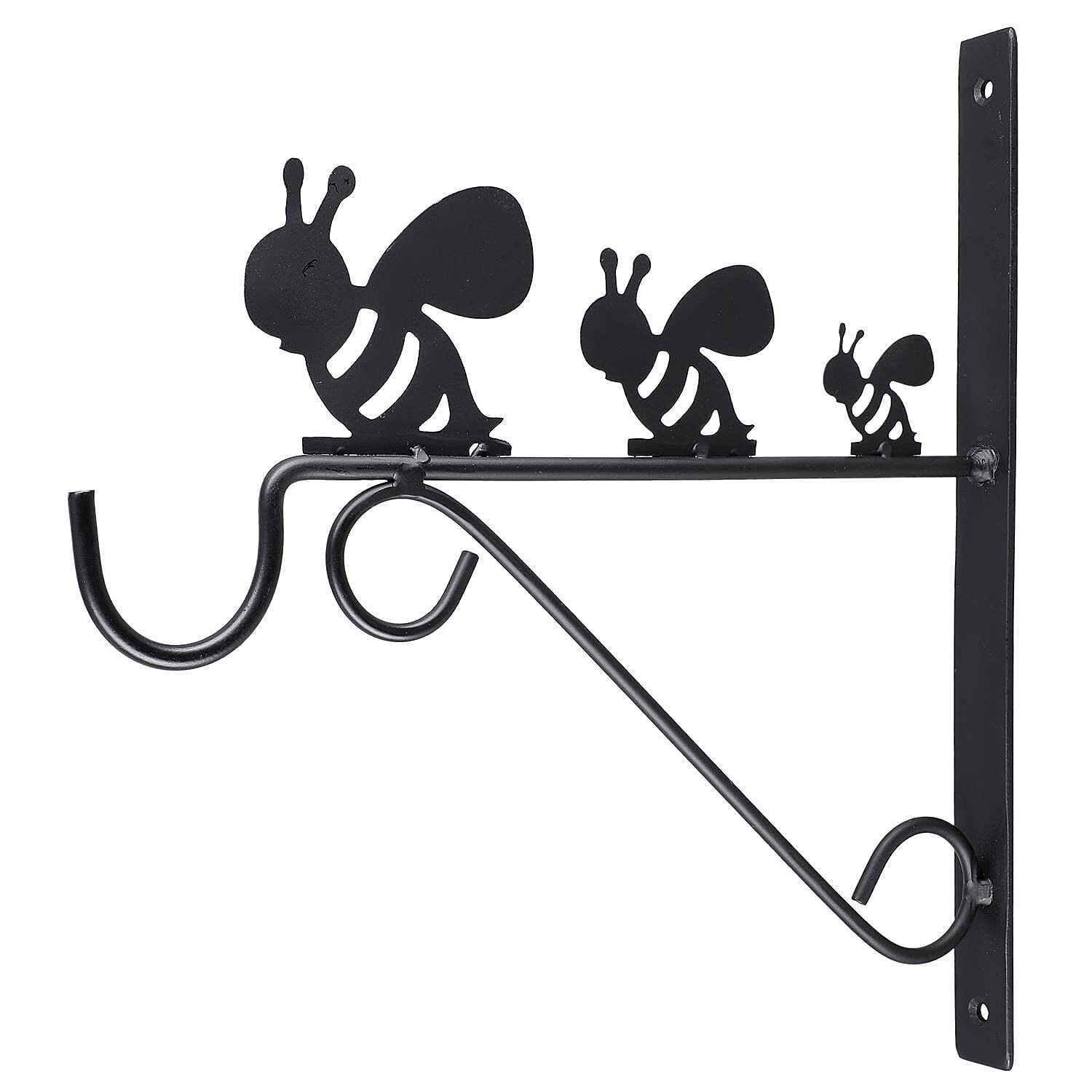 Set of 2 Honeybee Garden Hanging Basket Bracket - Black