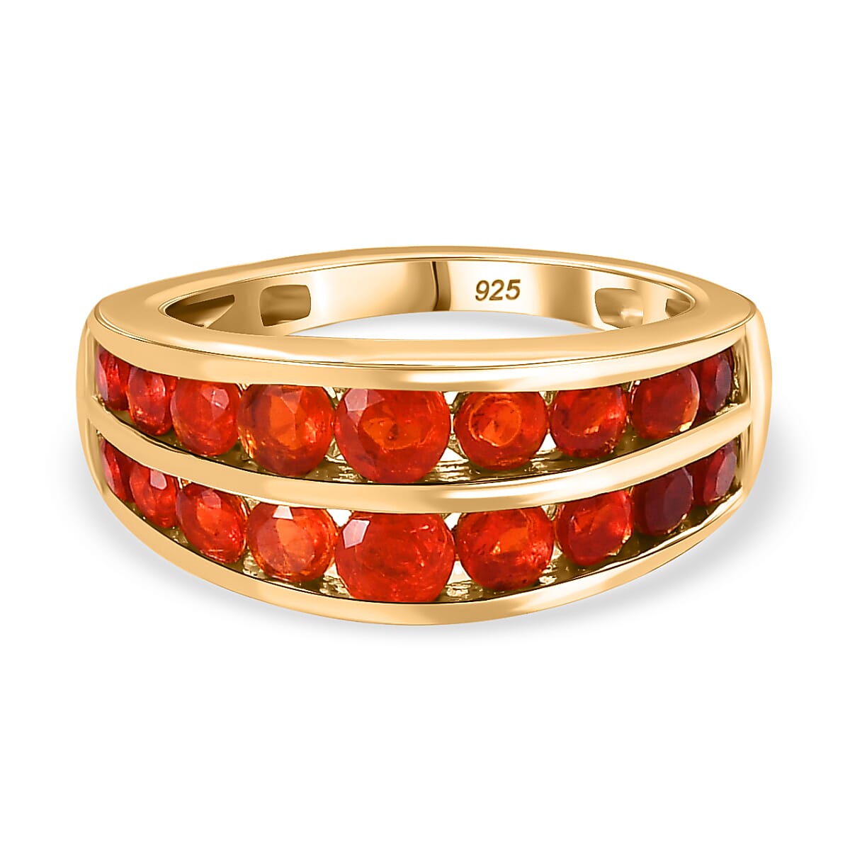 Salamanca Fire Opal Half-Eternity Ring in 18K Gold Yellow Sterling Silver 1.28 Ct.