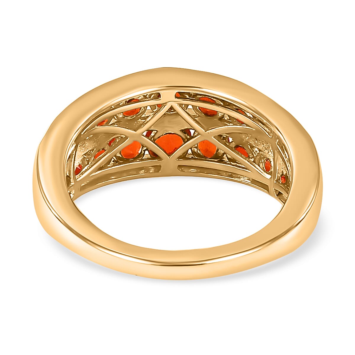 Salamanca Fire Opal Half-Eternity Ring in 18K Gold Yellow Sterling Silver 1.28 Ct.