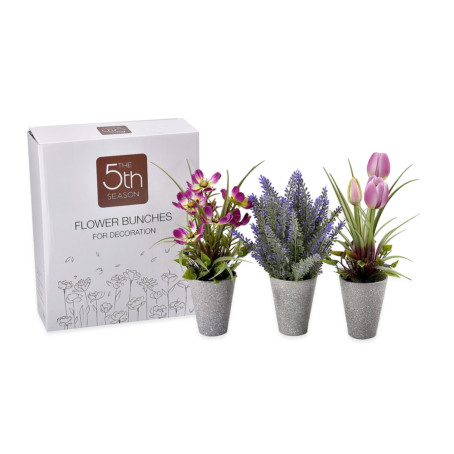 Set of 3 Potted Flower Plants - Carnation, White Rose and Orchids