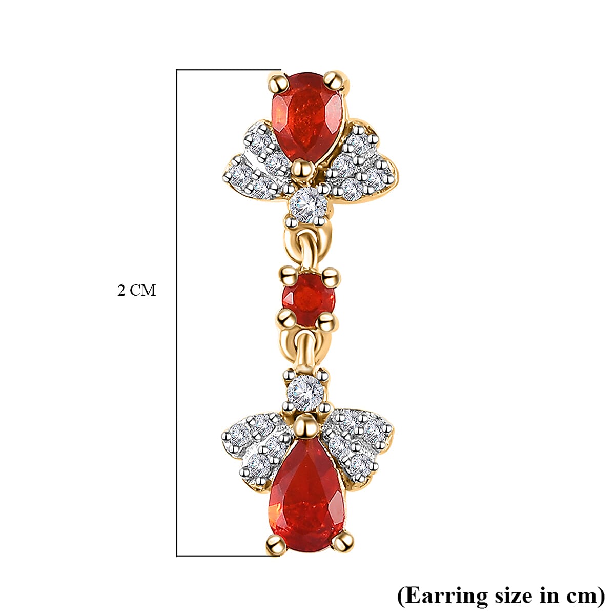 Salamanca Fire Opal & Natural Zircon Firefly Duet Earrings in 18K Vermeil Gold Plated Sterling Silver