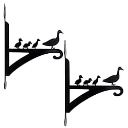  Set of 2 Duck Garden Hanging Basket Bracket - Black
