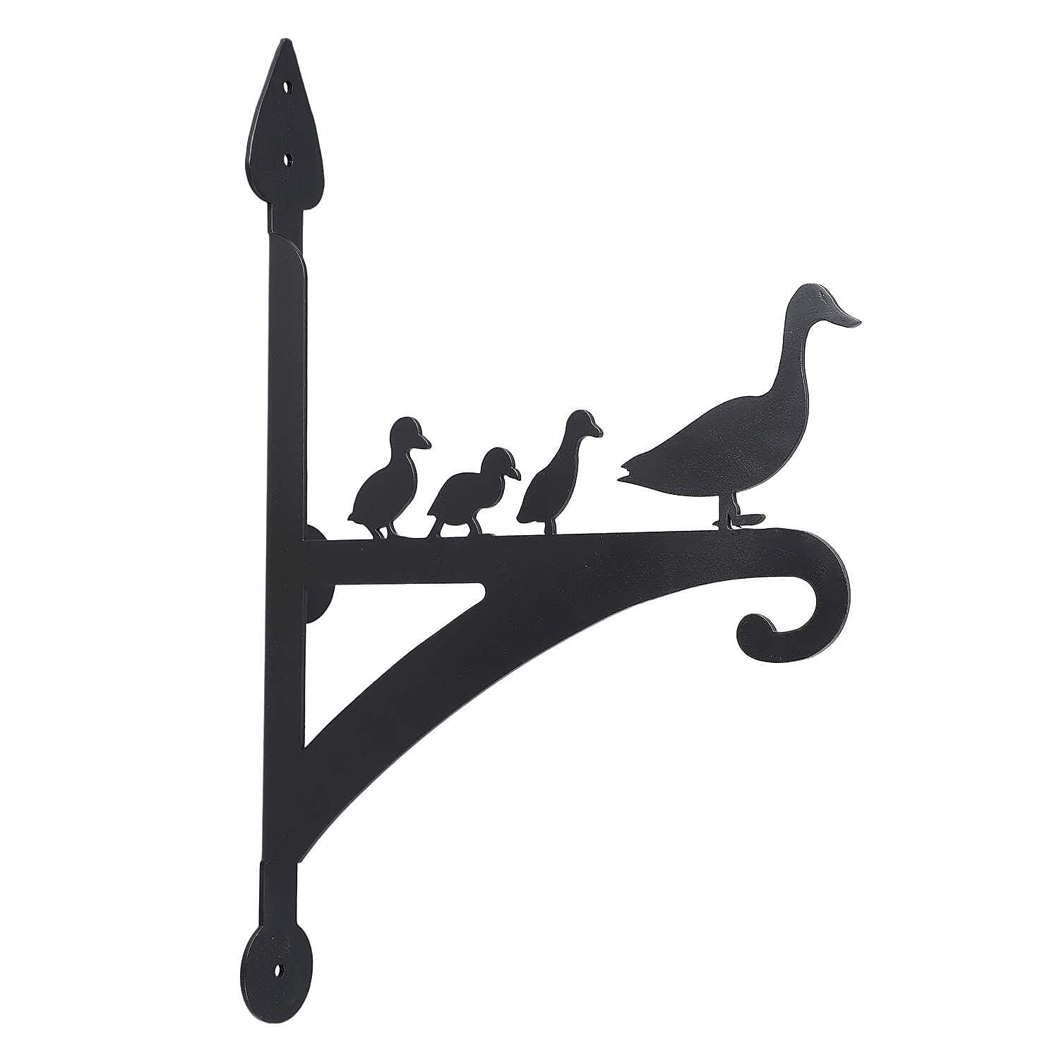  Set of 2 Duck Garden Hanging Basket Bracket - Black