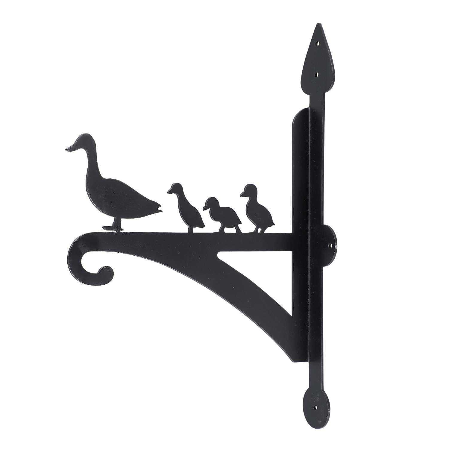  Set of 2 Duck Garden Hanging Basket Bracket - Black
