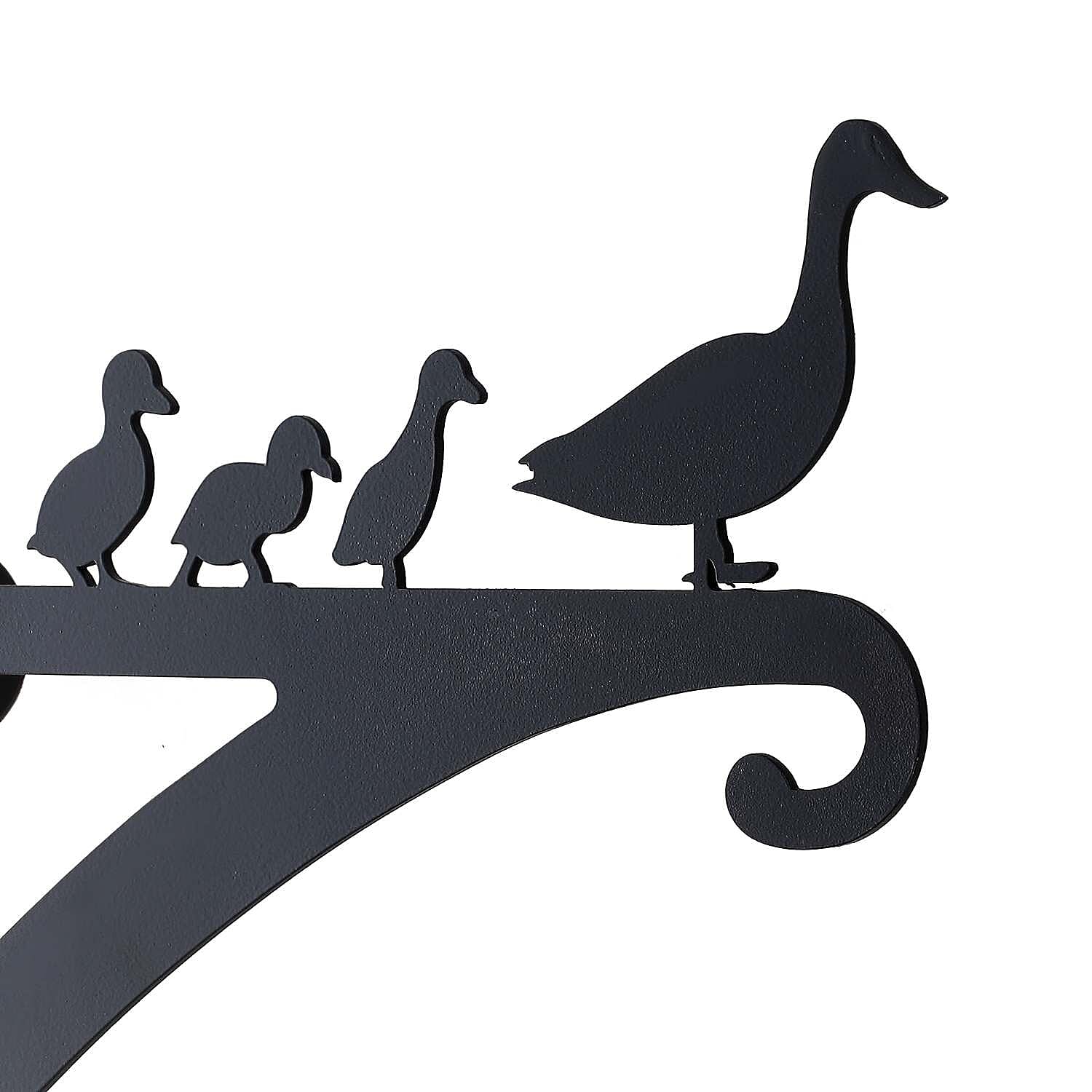  Set of 2 Duck Garden Hanging Basket Bracket - Black