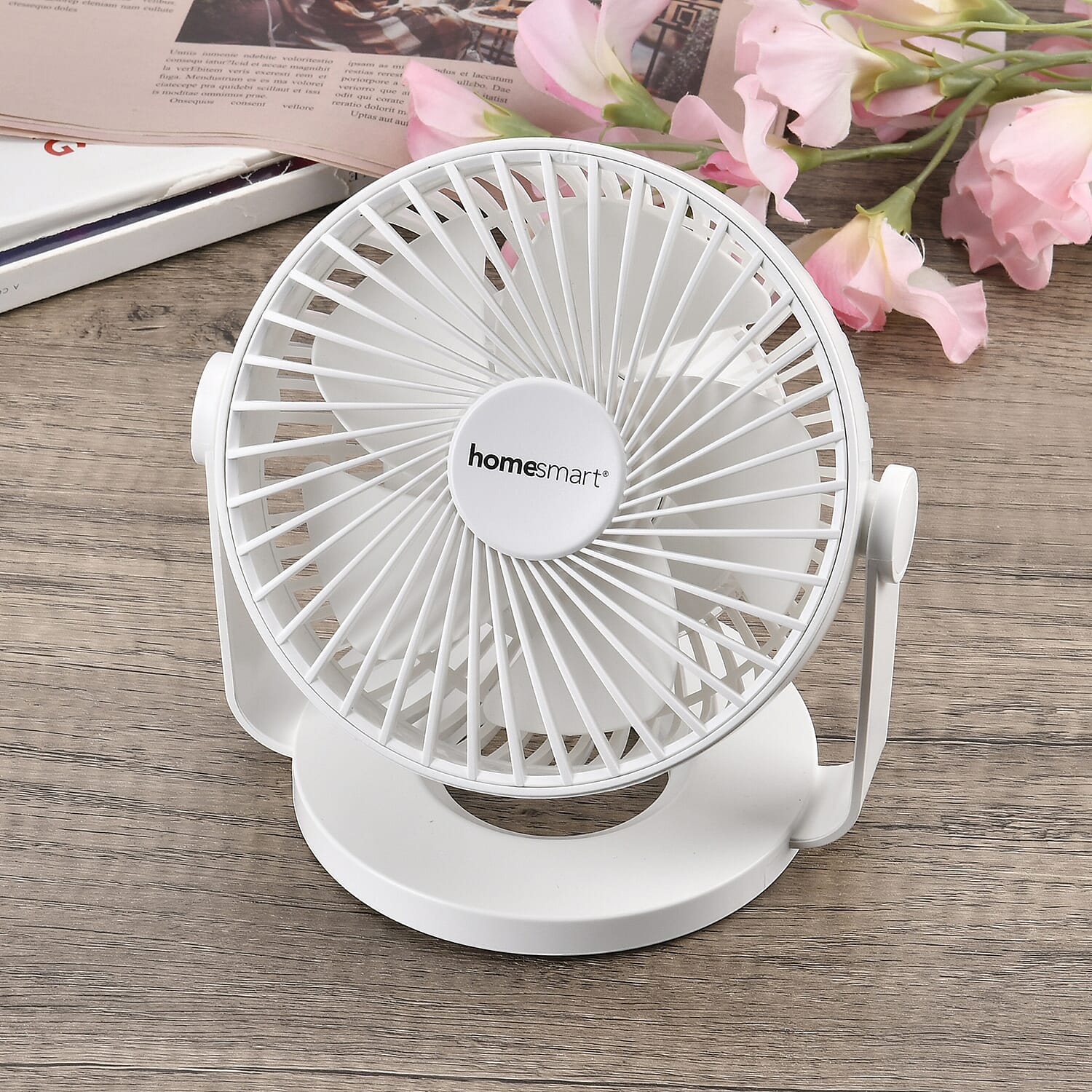 Homesmart Portable USB Table Fan with 1200mAh Battery - White