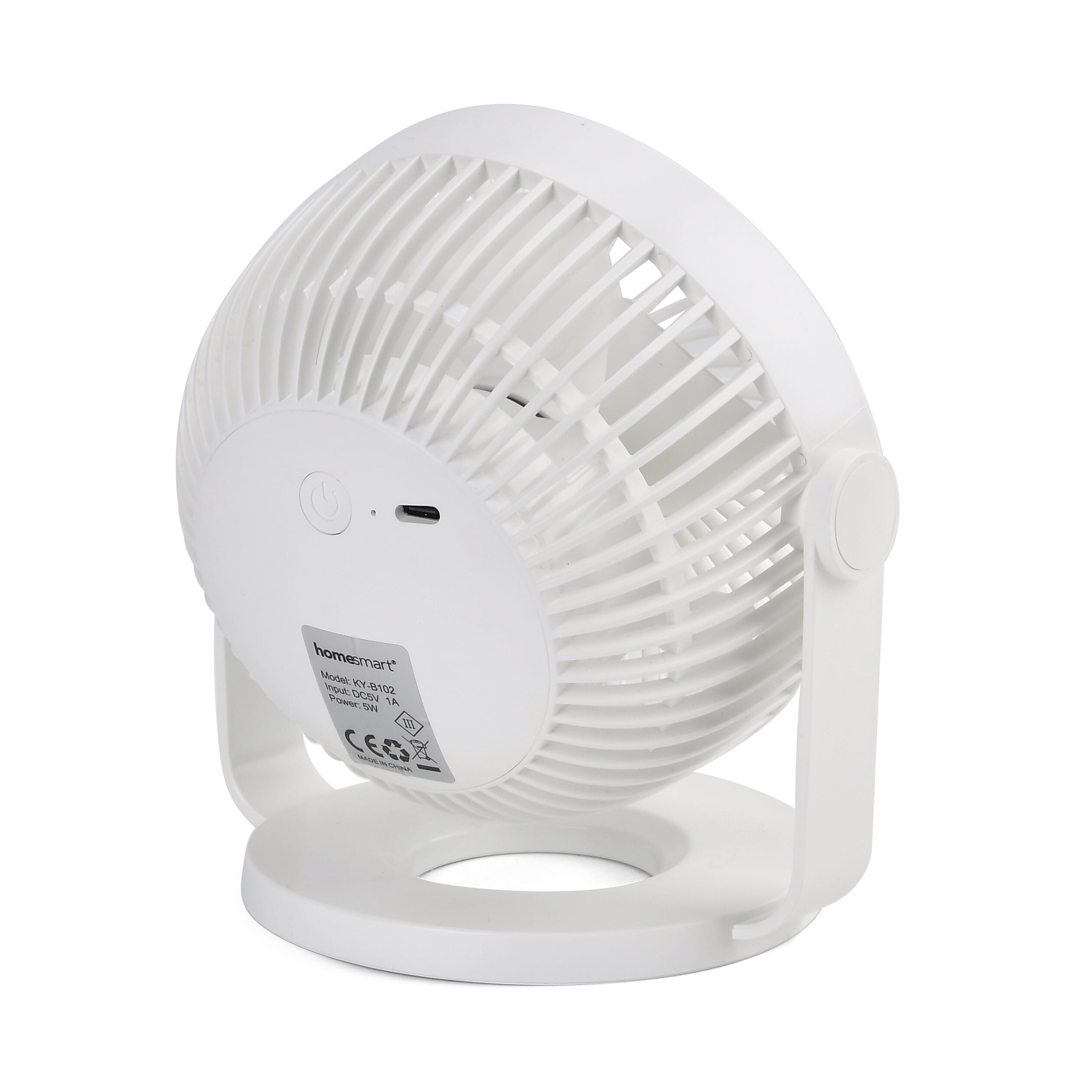 Homesmart Portable USB Table Fan with 1200mAh Battery - White