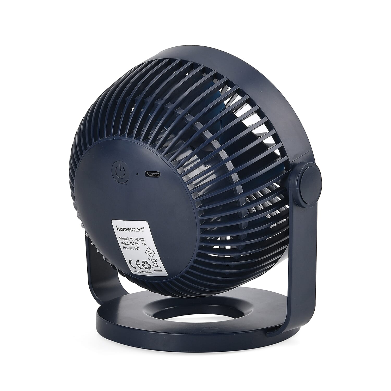 Homesmart Portable USB Table Fan with 1200mAh Battery - Dark Blue