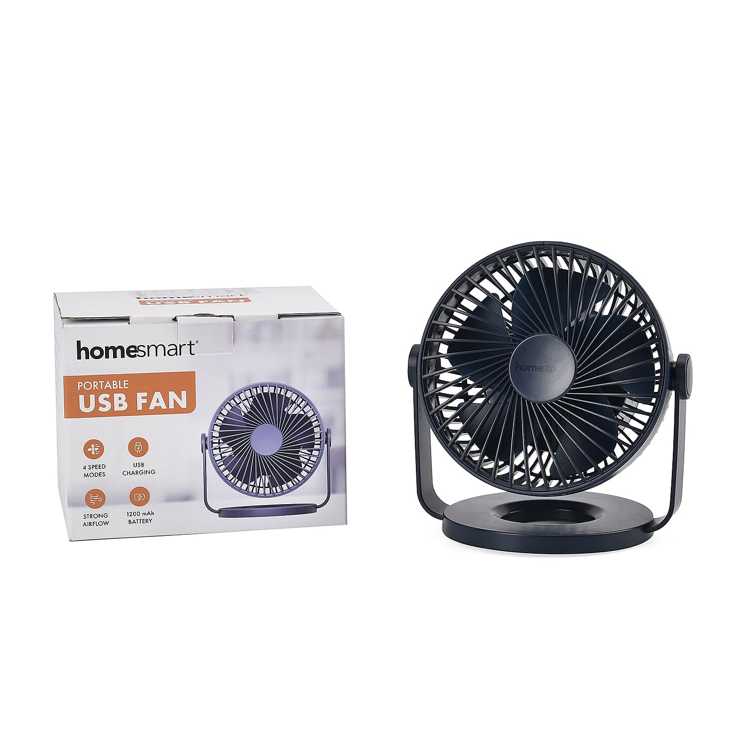 Homesmart Portable USB Table Fan with 1200mAh Battery - Dark Blue