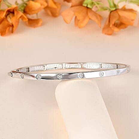 Mega Close Out Deal - White Diamond Bangle (Size - 7.5)