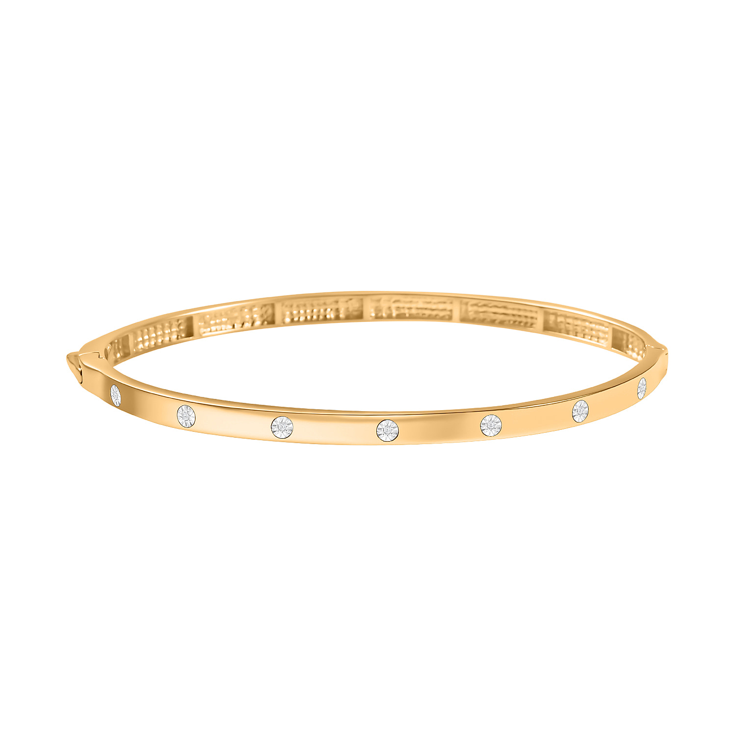 Mega Close Out Deal- Diamond Bangle (Size - 7.5) in Yellow Gold Tone