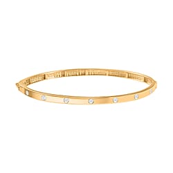 Mega Close Out Deal - EverTrue Natural White Diamond Bangle (Size 7.5) in Yellow Gold Plated