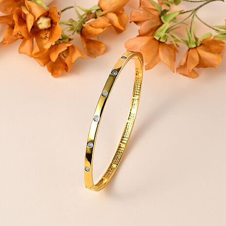 Mega Close Out Deal - Diamond Bangle (Size - 7.5) in Yellow