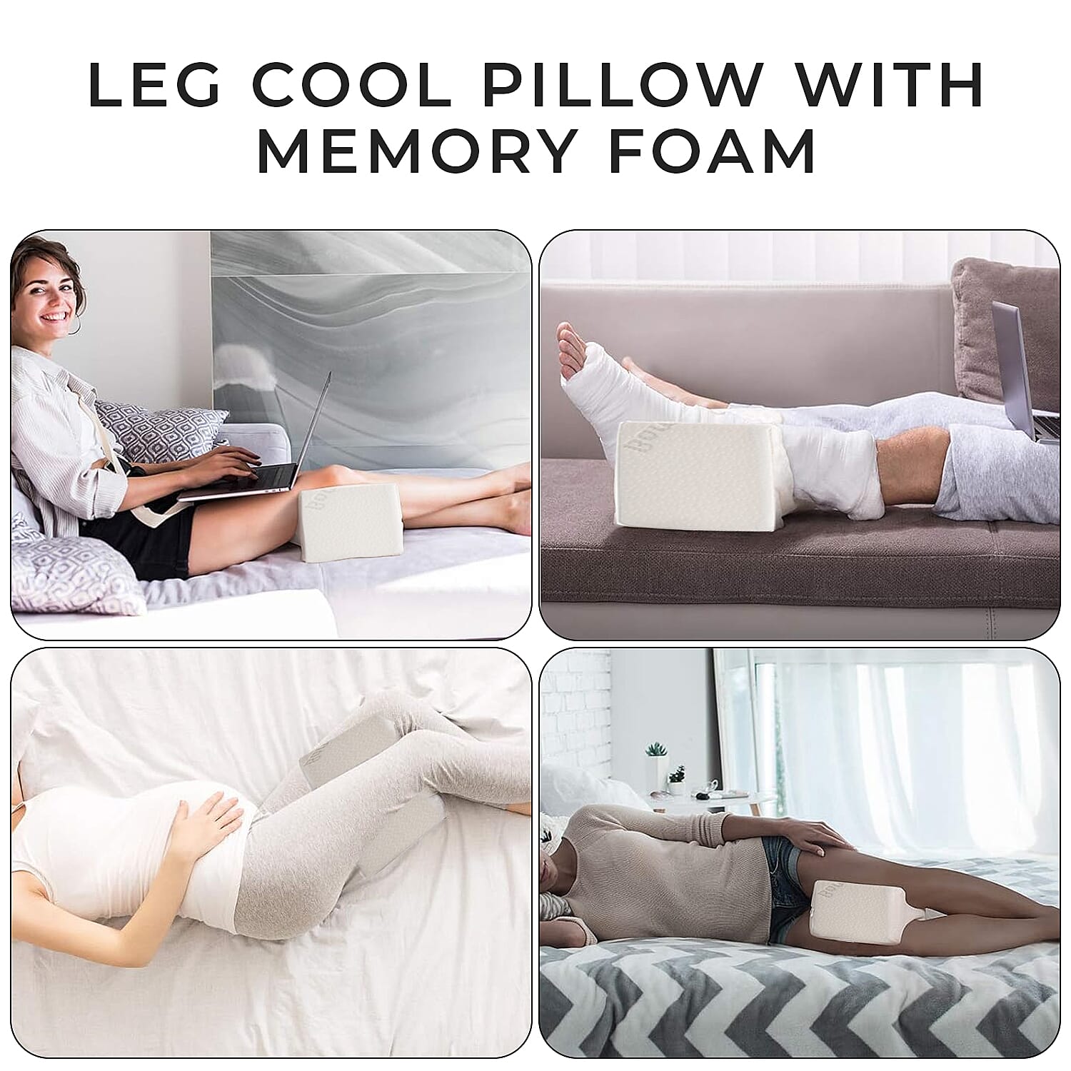 Leg Cool Memory Foam Gel Pillow - White