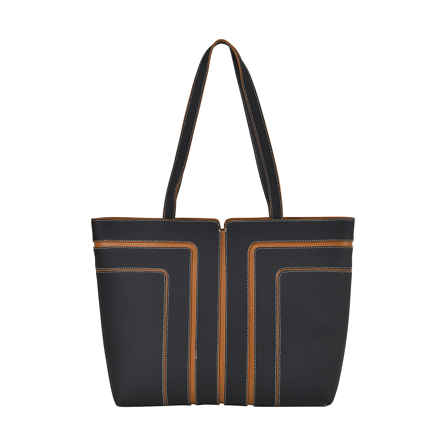Leather-Patterned-Tote-Bag-Size-32x12x28-cm-Black-Black
