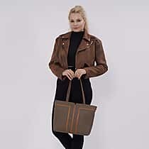 Genuine Leather Tote Bag with Handle Drop
