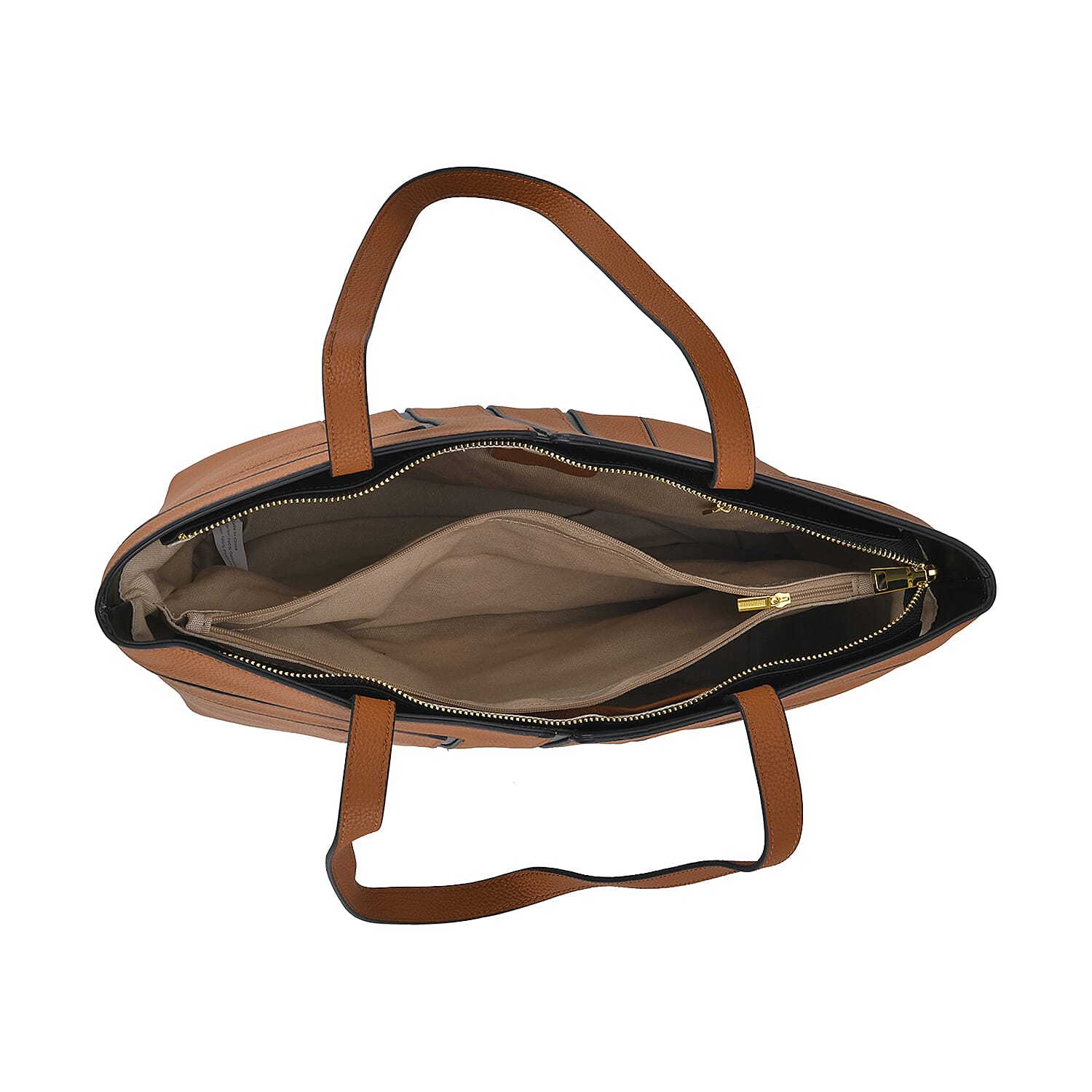 Genuine Leather Tote Bag with Handle Drop - Brown & Black