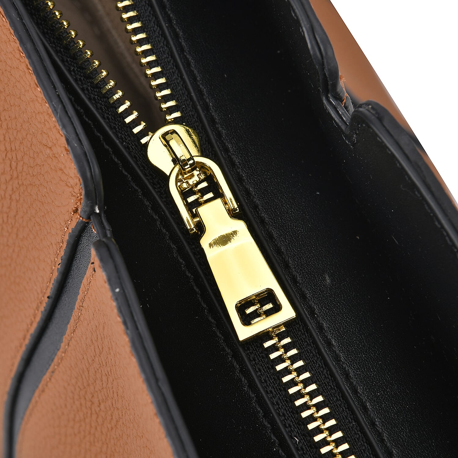 Genuine Leather Tote Bag with Handle Drop - Brown & Black