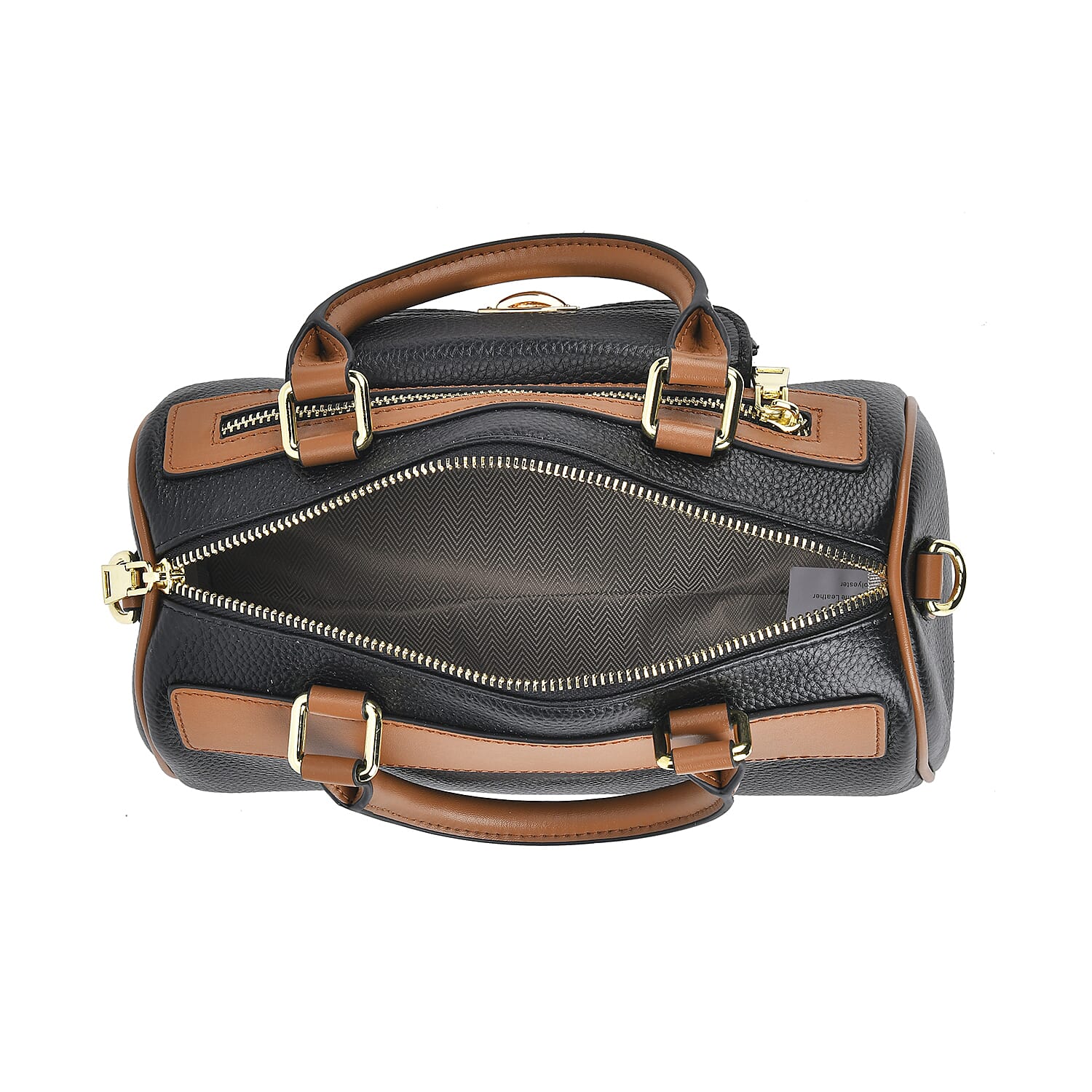 Leather Quilt Pattern Crossbody Bag (Size 25x13x13 cm) - Black