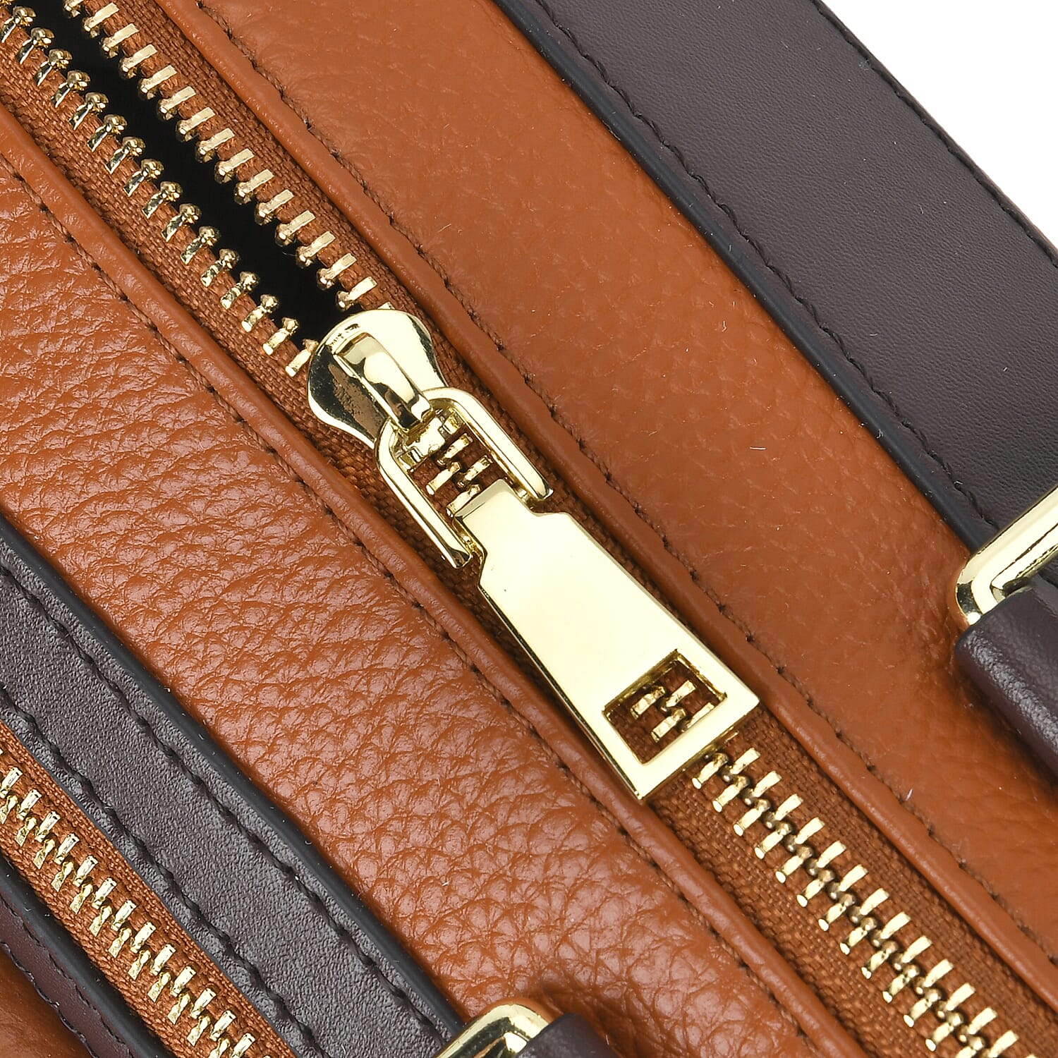 Designer Inspired 100% Genuine Leather Crossbody Duffle Bag - Brown