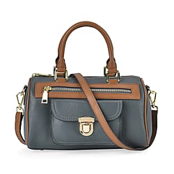 Leather Flat Grain Pattern Crossbody Bag - Brown