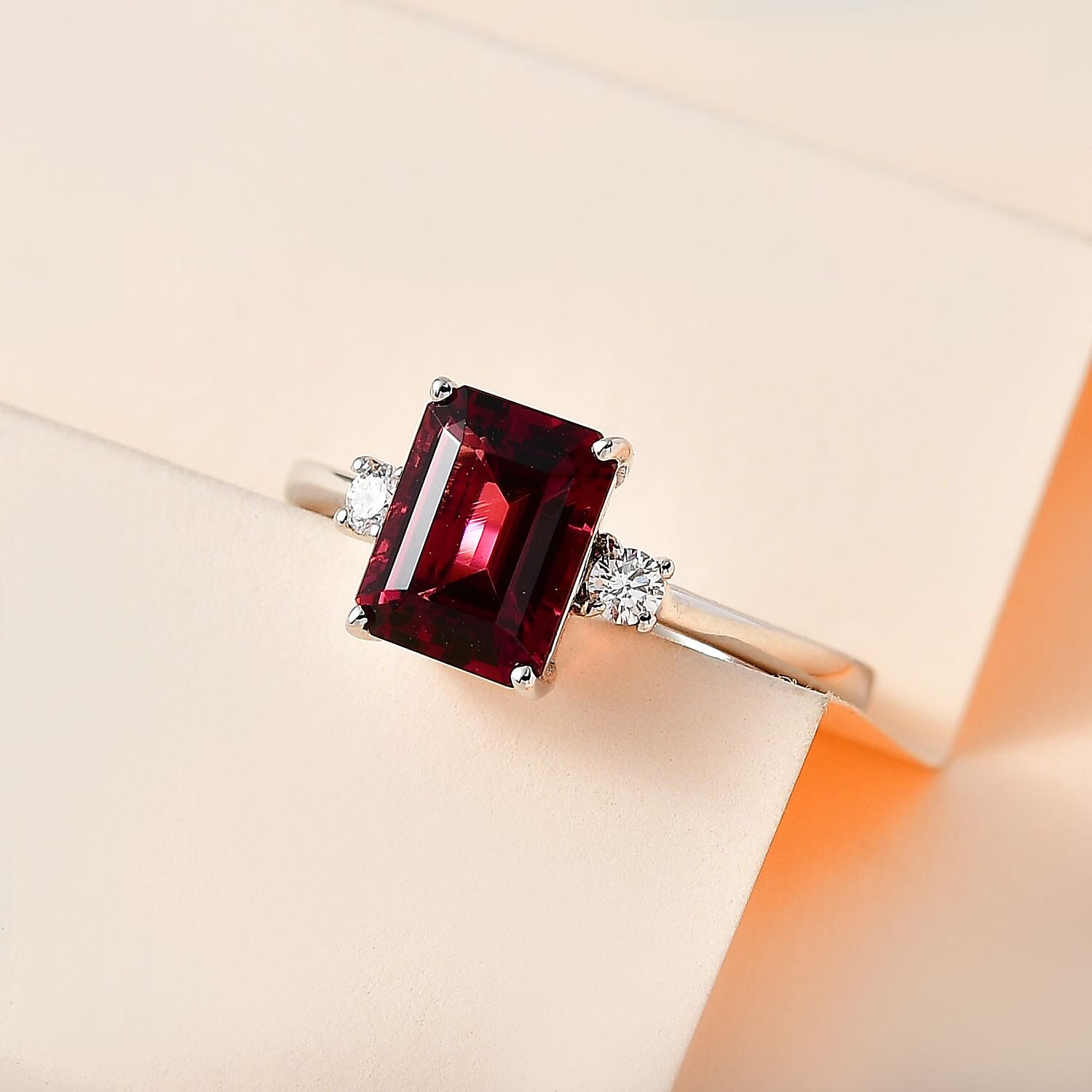 RHAPSODY 950 Platinum AAAA Rubellite & Diamond (V-S - E-F) Ring 2.21 Ct.