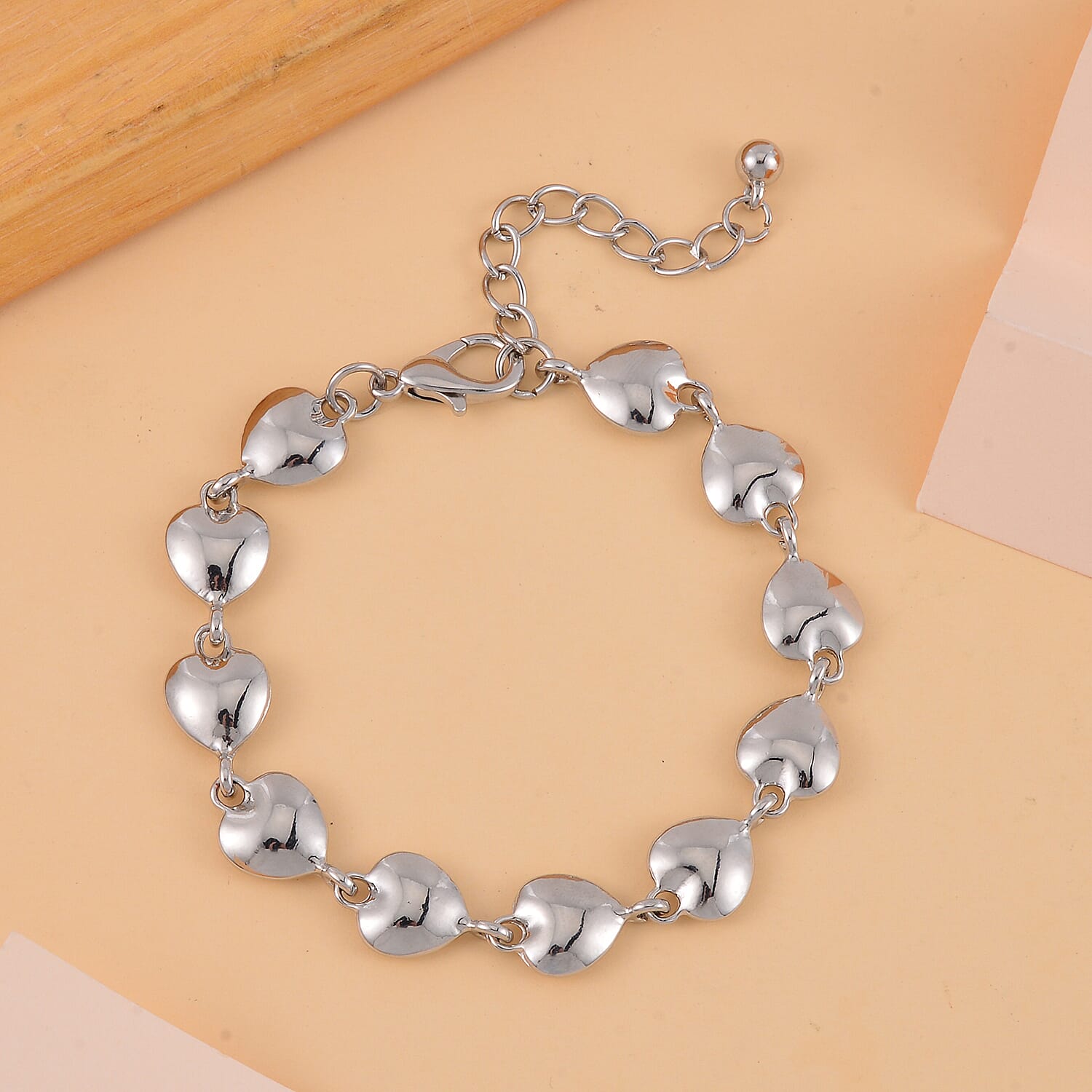 Designer Inspired - Launch Offer - Heart Link Bracelet (Size - 7.5-2 Ext) With Lobster Clasp