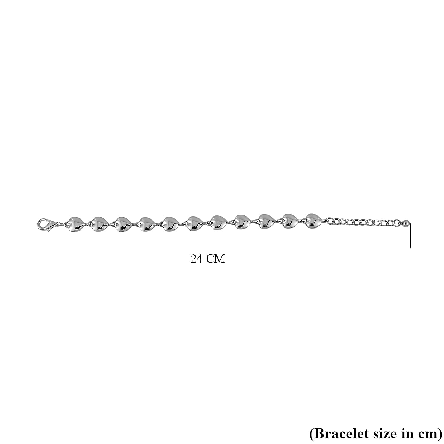 Designer Inspired - Launch Offer - Heart Link Bracelet (Size - 7.5-2 Ext) With Lobster Clasp