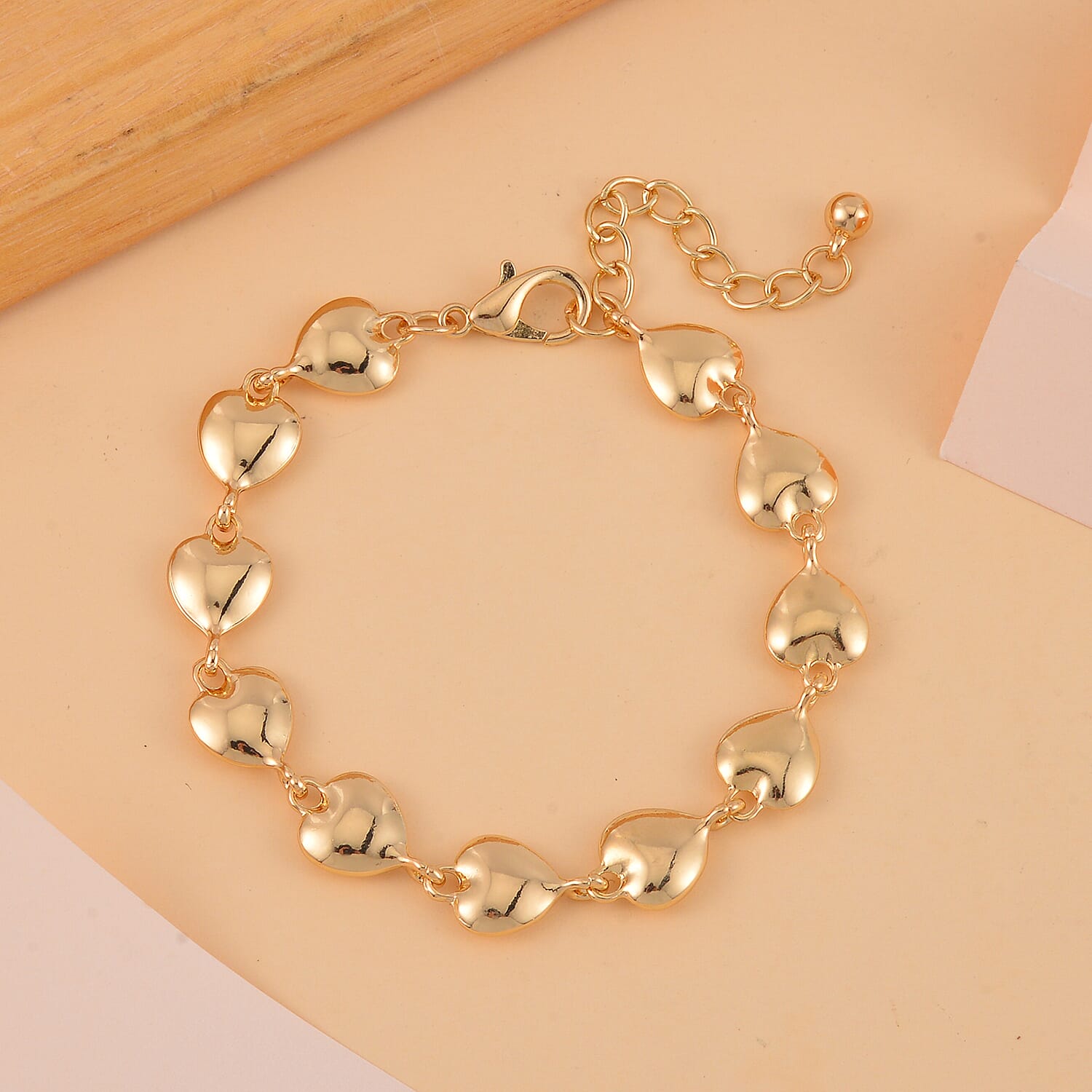 Designer Inspired -  Heart Link Bracelet (Size - 7.5)