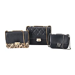 Set Of 3 PU Leather Crossbody Sling Bags