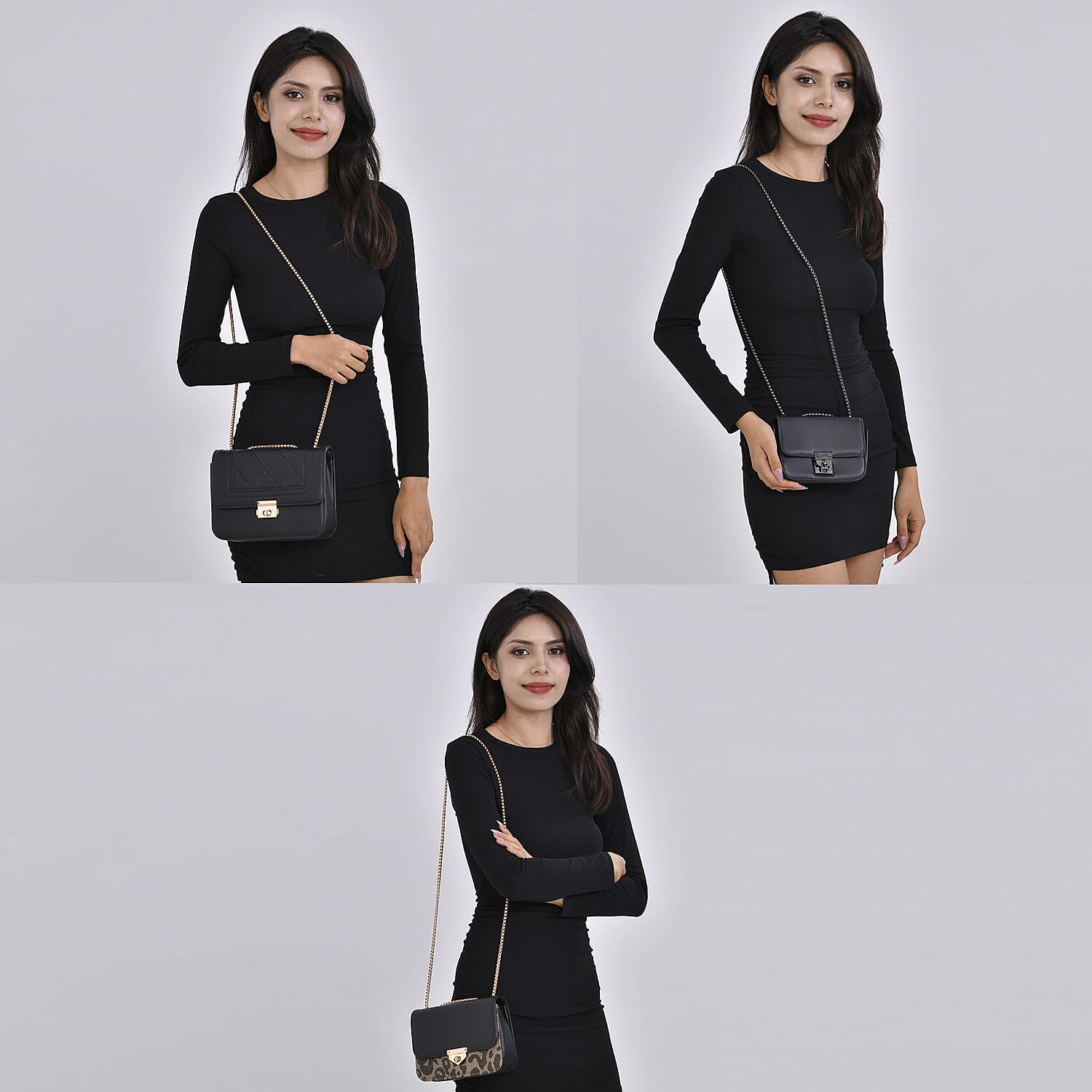 Set of 3 - PU Heart Crossbody Bag - Burgundy