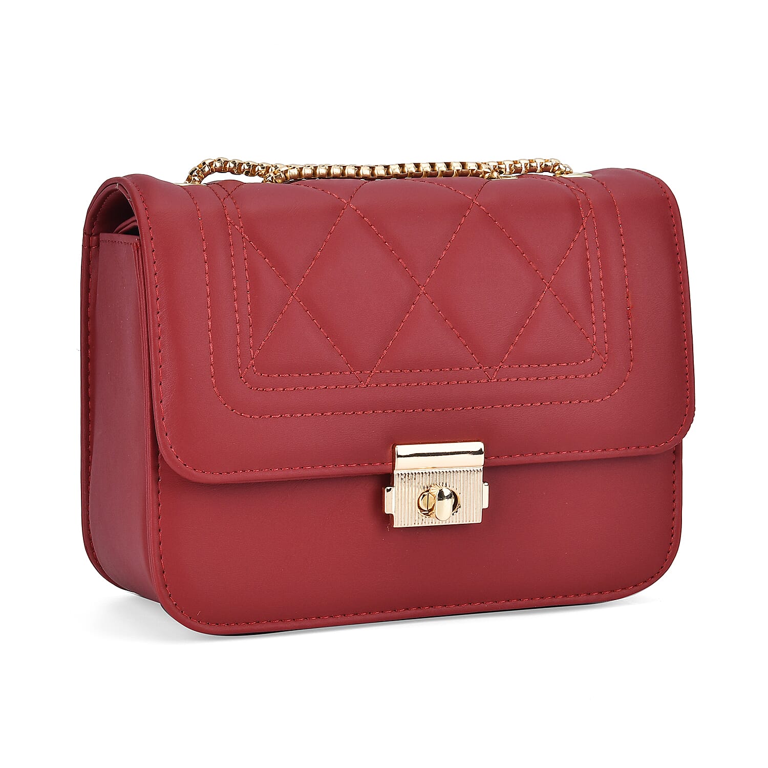 Set of 3 - PU Heart Crossbody Bag - Burgundy