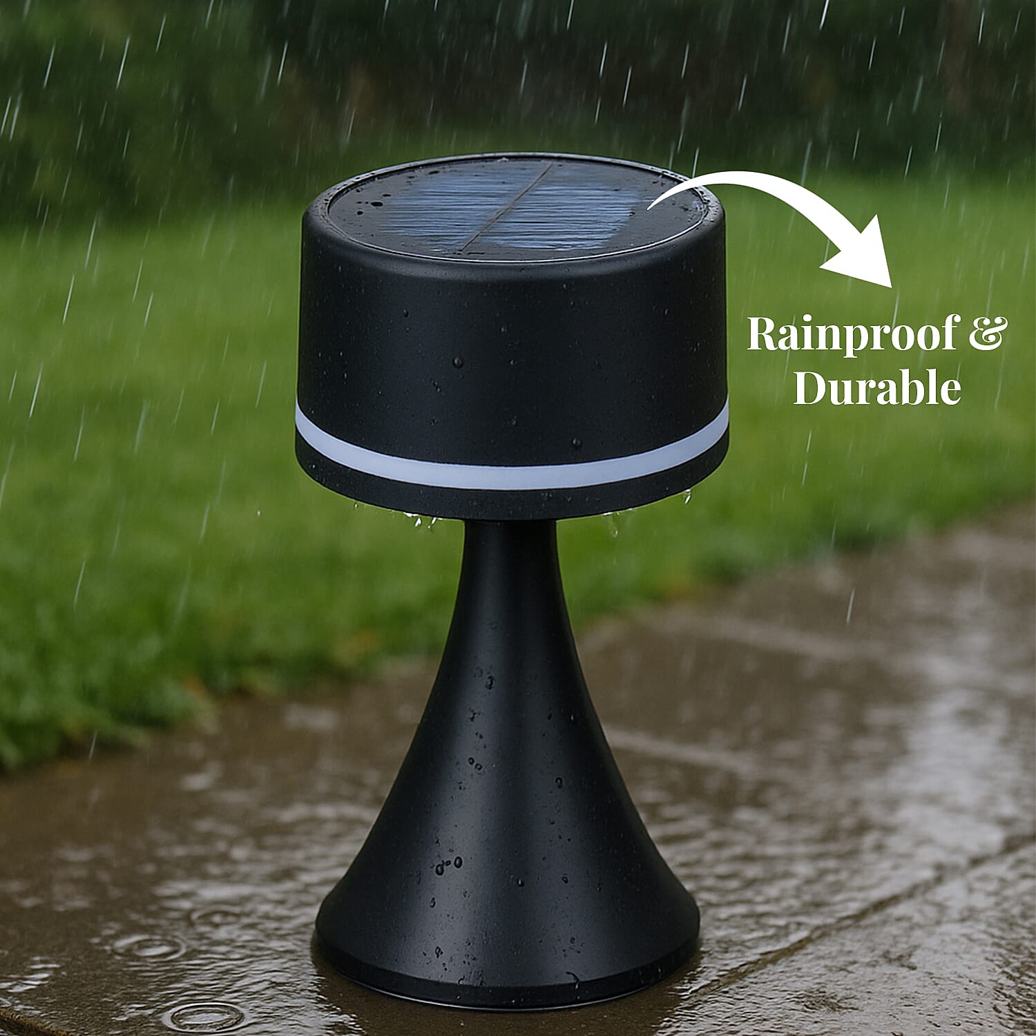 Solar Table Lamp with USB Recharge Function and 1200mah Battery - Black