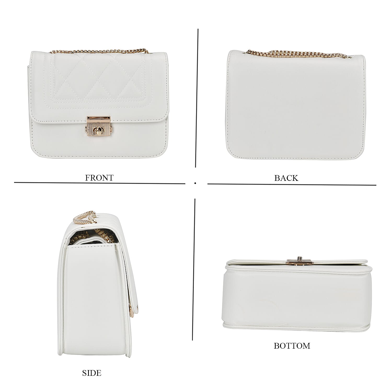 Set of 3 - PU Heart Crossbody Bag - White